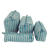 Anokhi Toiletry Bag - Kashan Stripe Aqua