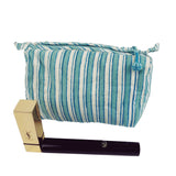 Anokhi Toiletry Bag - Kashan Stripe Aqua