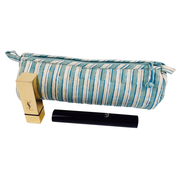 Anokhi Makeup /Pencil Case - Kashan Stripe Aqua